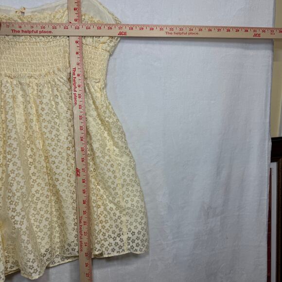 Urban Outfitters Large Riley Babydoll Mini Dress Sheer Ivory Floral Summer Girly - Picture 11 of 14